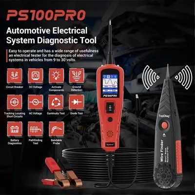 TopDiag PS100PRO Power Circuit Tester with Wire Finder to Locate Breakpoint add Battery Testing