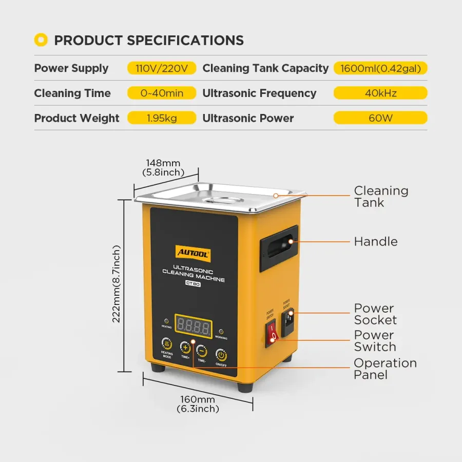 AUTOOL CT80 Ultrasonic fuel Injector Cleaner and Tester
