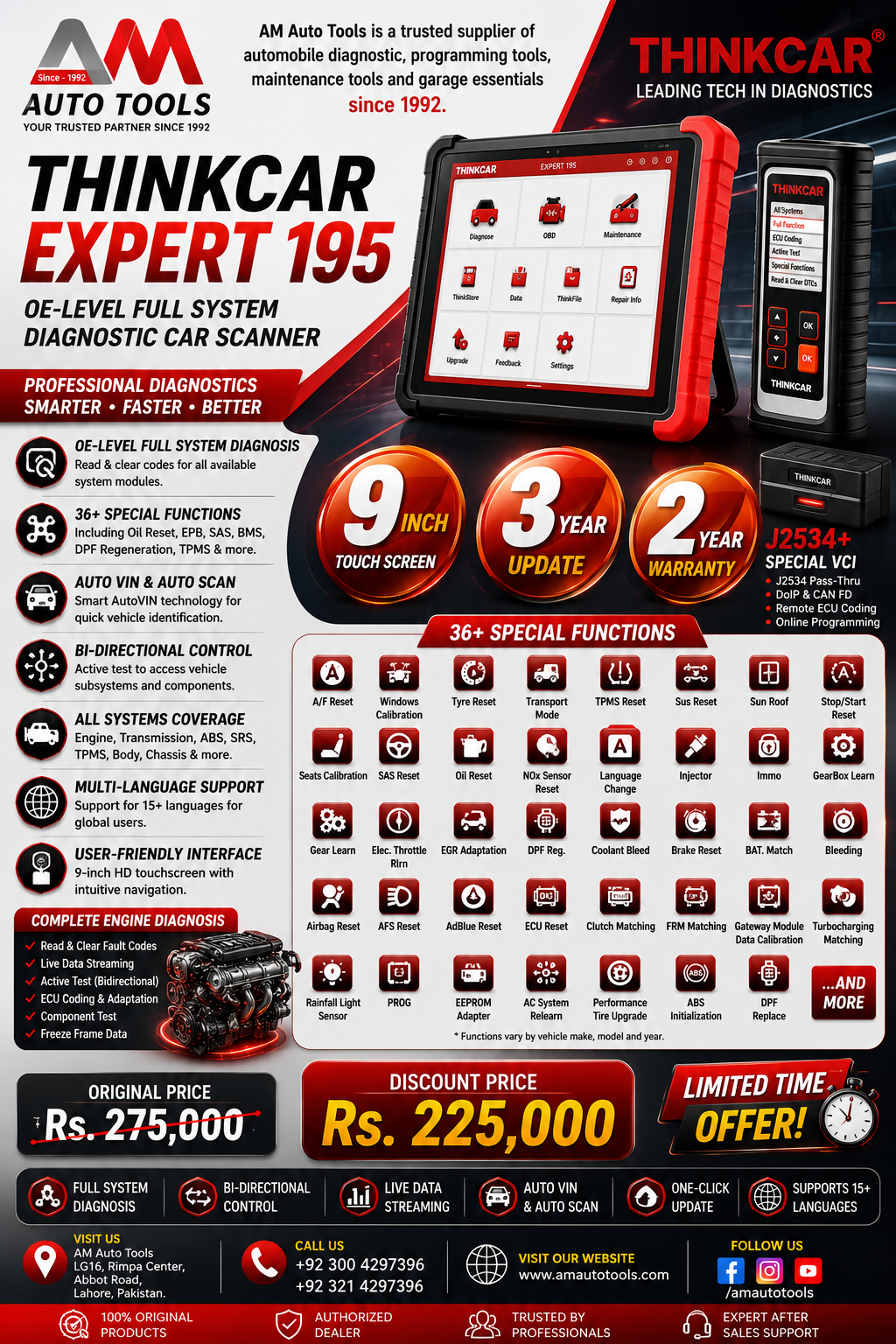THINKCAR Expert 195 OE-Level Full System Diagnostic Car Scanner